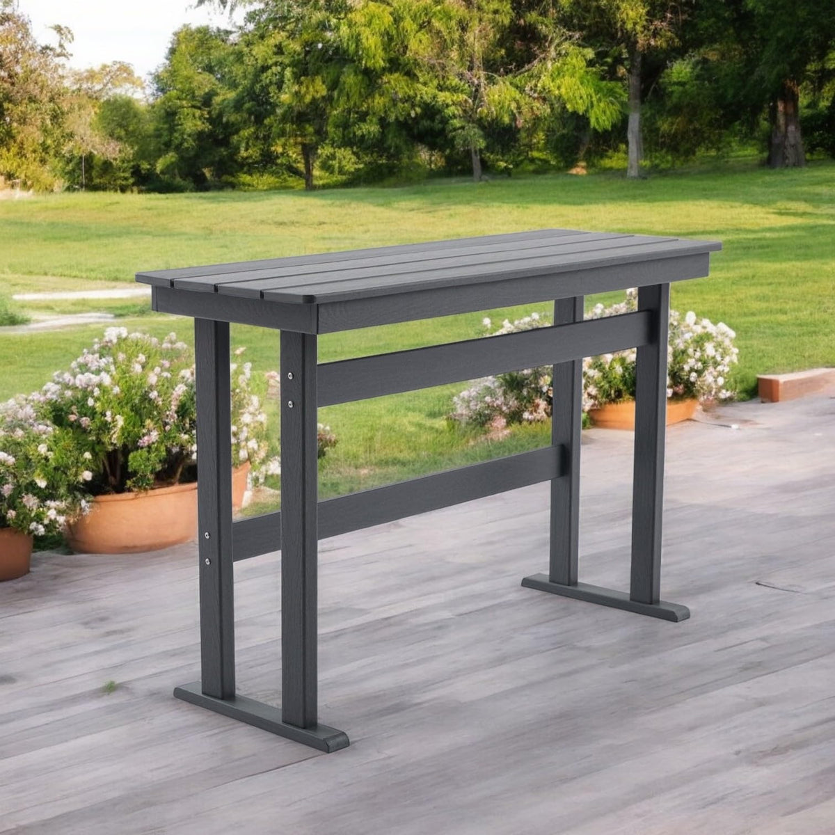 54" Outdoor Bar Height Patio Table - Dark Grey