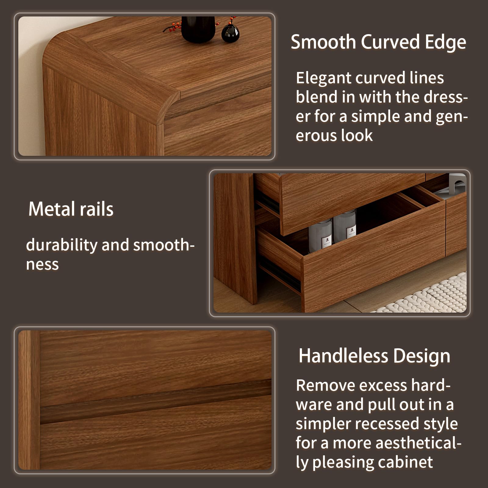 6 Drawer Dresser with Curved Anti-Collision Design