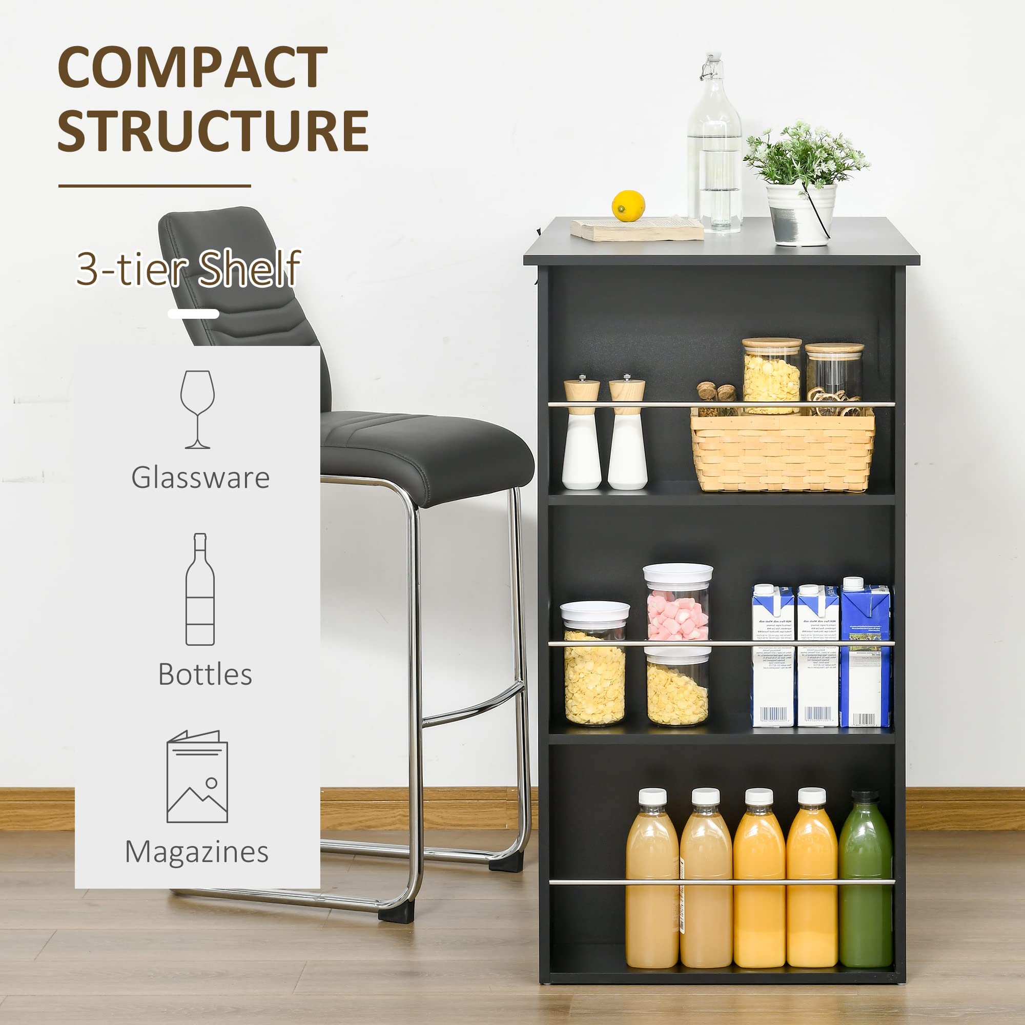 Modern Bar Table with Storage Shelves