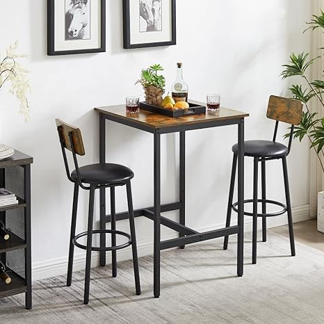 5-Piece Bar Table Set with Upholstered Stools
