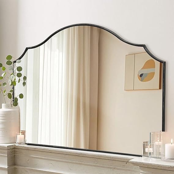 Black Scalloped Arched Wall Mirror 35x26
