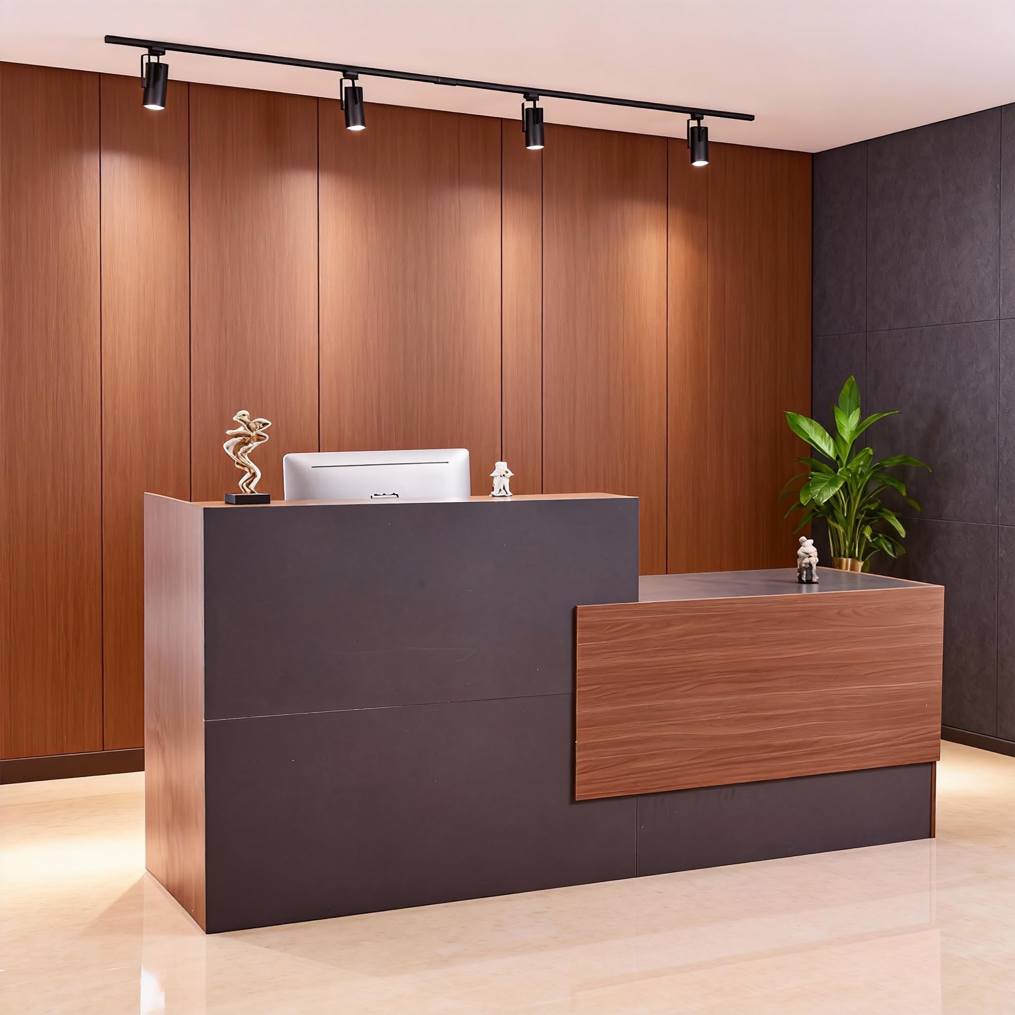 Modern Reception Desk with Lockable Drawer and Keyboard Tray