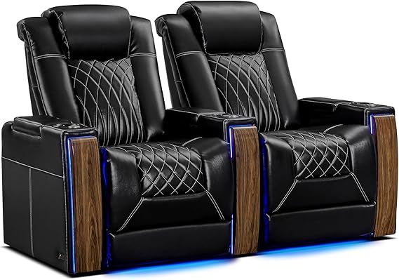 Home Theater Seating Row of 2 - Power Recliner with Heat & Massage