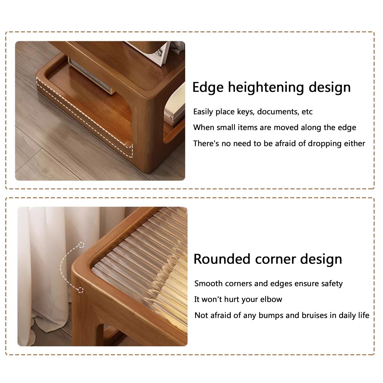 3-Tier Nightstand with Storage and Open Shelves