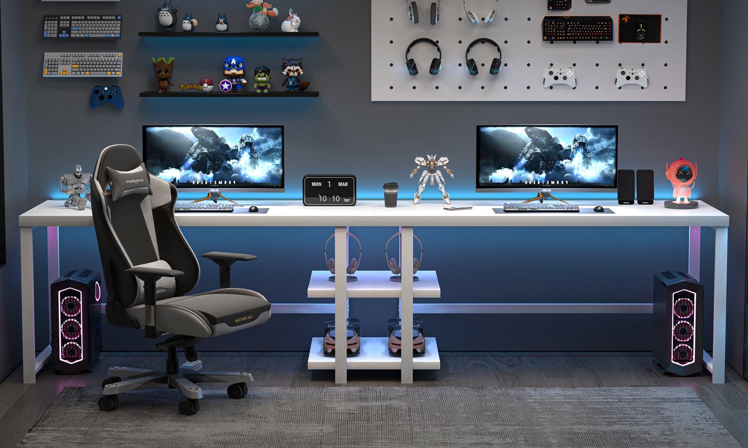 White Computer Desk with Storage Shelf 53 Inch