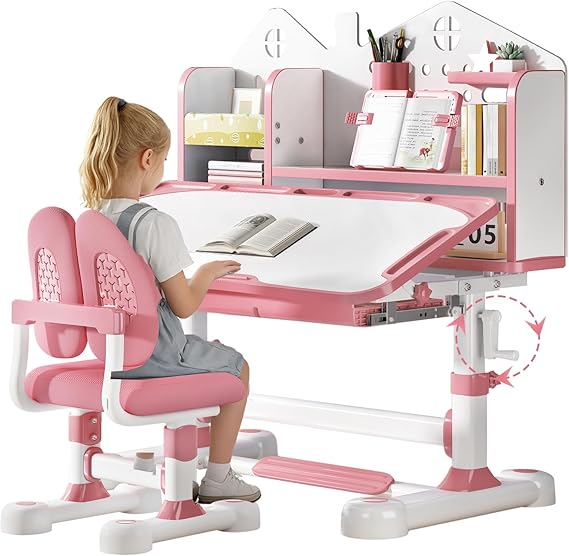 Height Adjustable Kids Desk and Chair Set