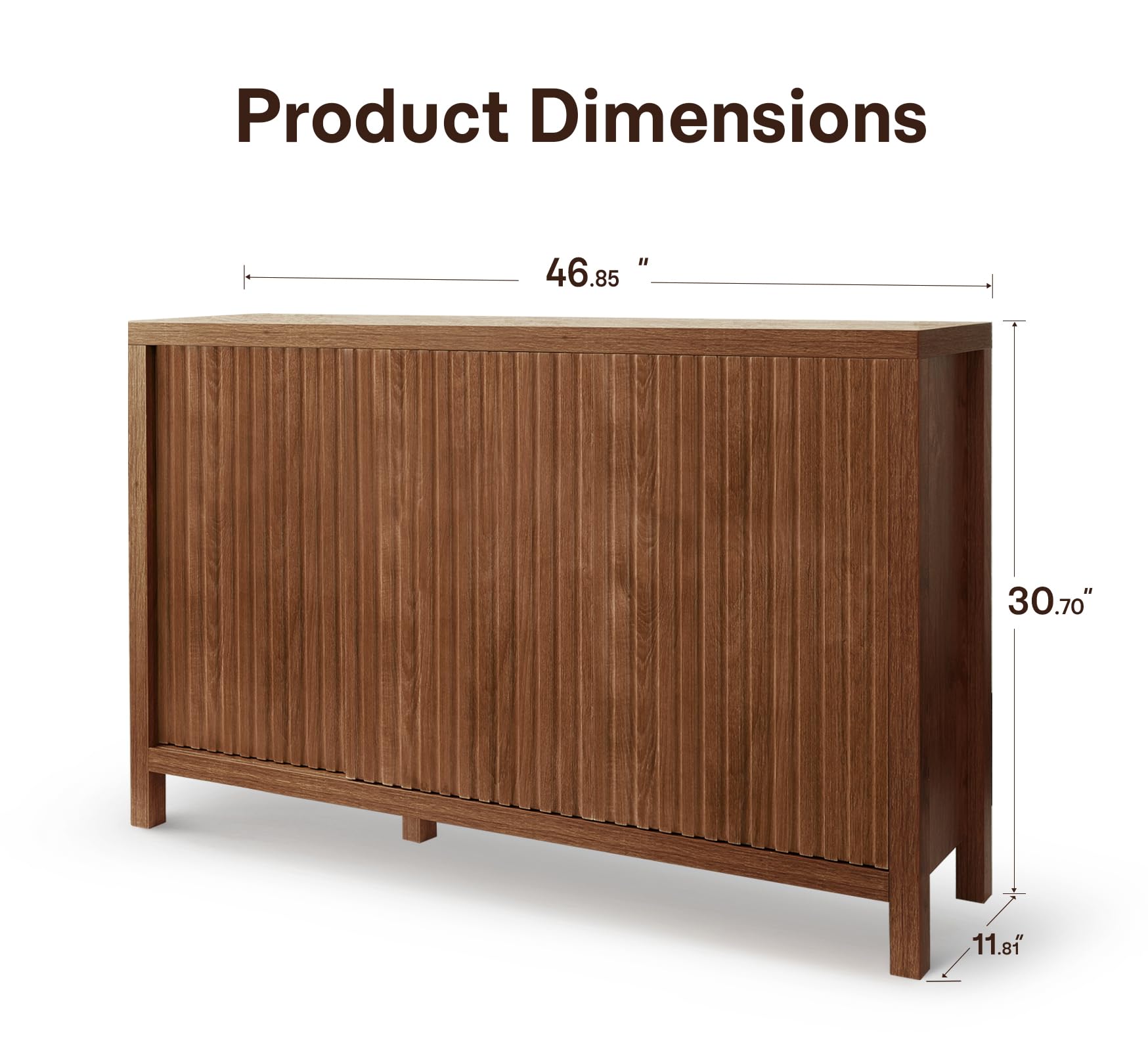 Fluted Sideboard Buffet Cabinet with Adjustable Shelves