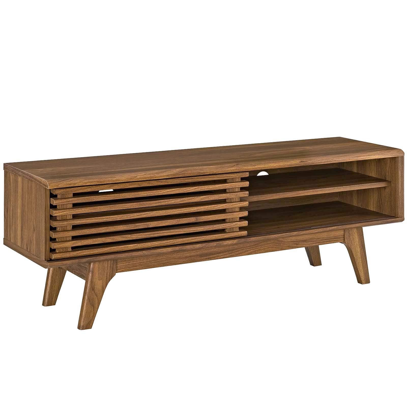 48" Mid-Century TV Stand with Sliding Door