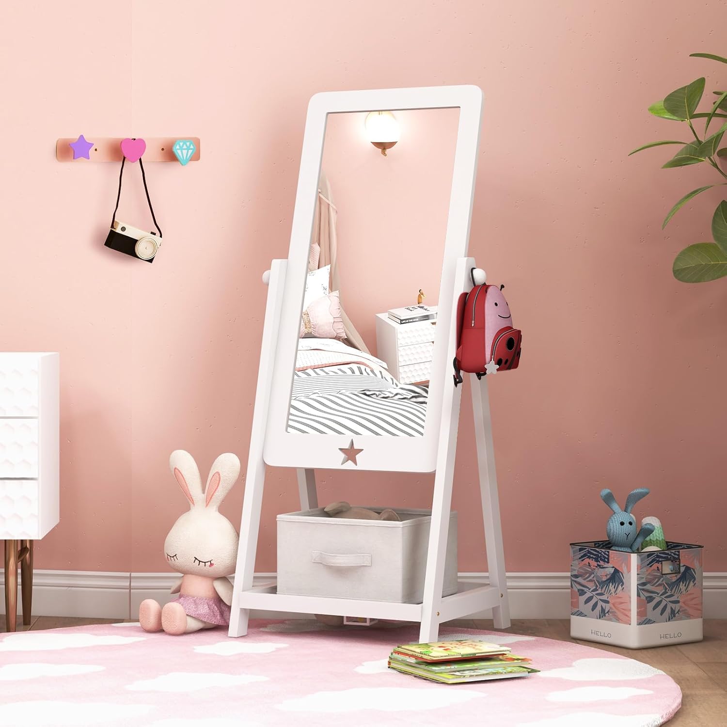 Kids Full Length Mirror with Storage