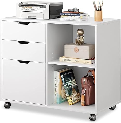 3-Drawer Mobile Filing Cabinet with Printer Stand