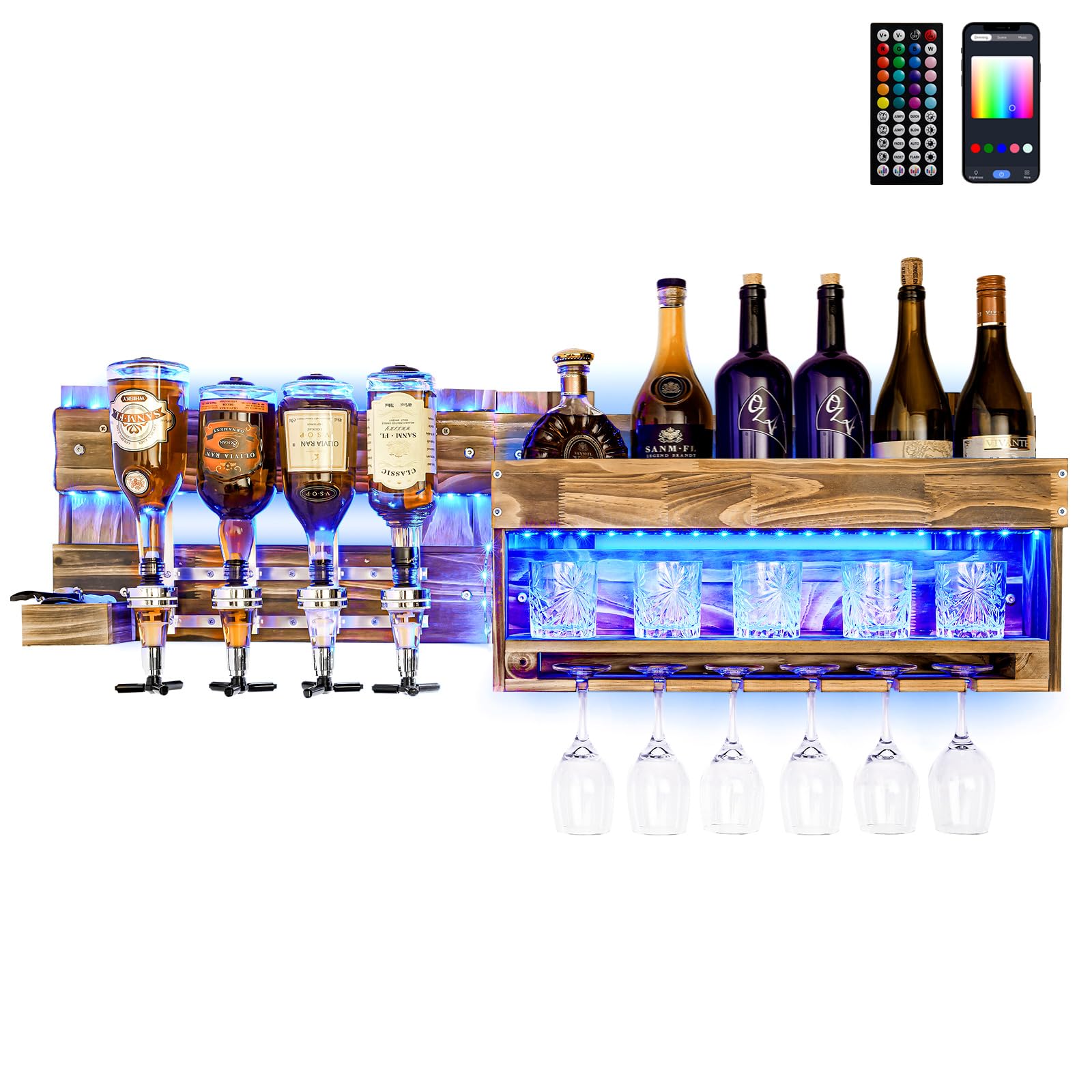 Wall Mounted Wine Rack with LED Light