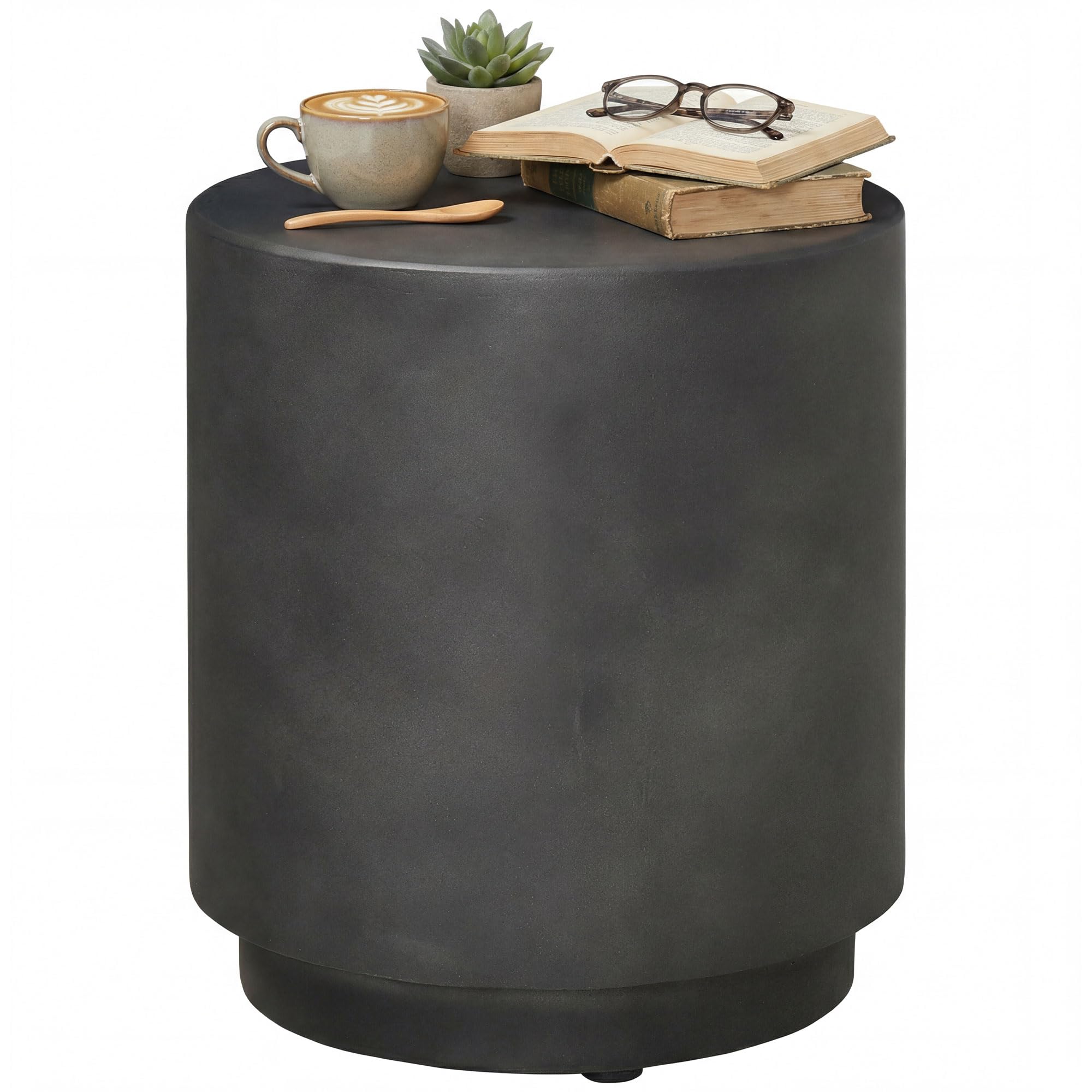 Round Side Table with Concrete Finish