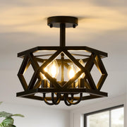 Black Semi Flush Mount Ceiling Light 4-Light Farmhouse Chandelier