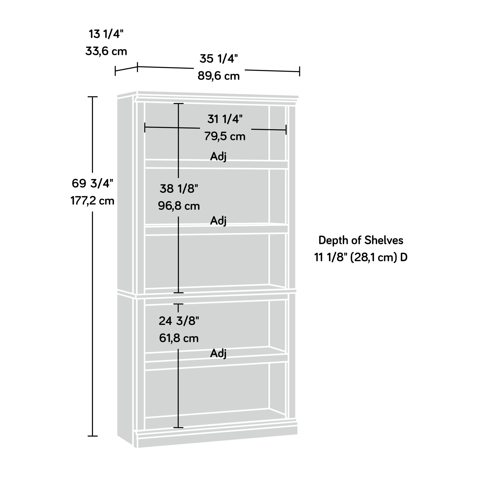 5-Shelf Bookcase Select Cherry