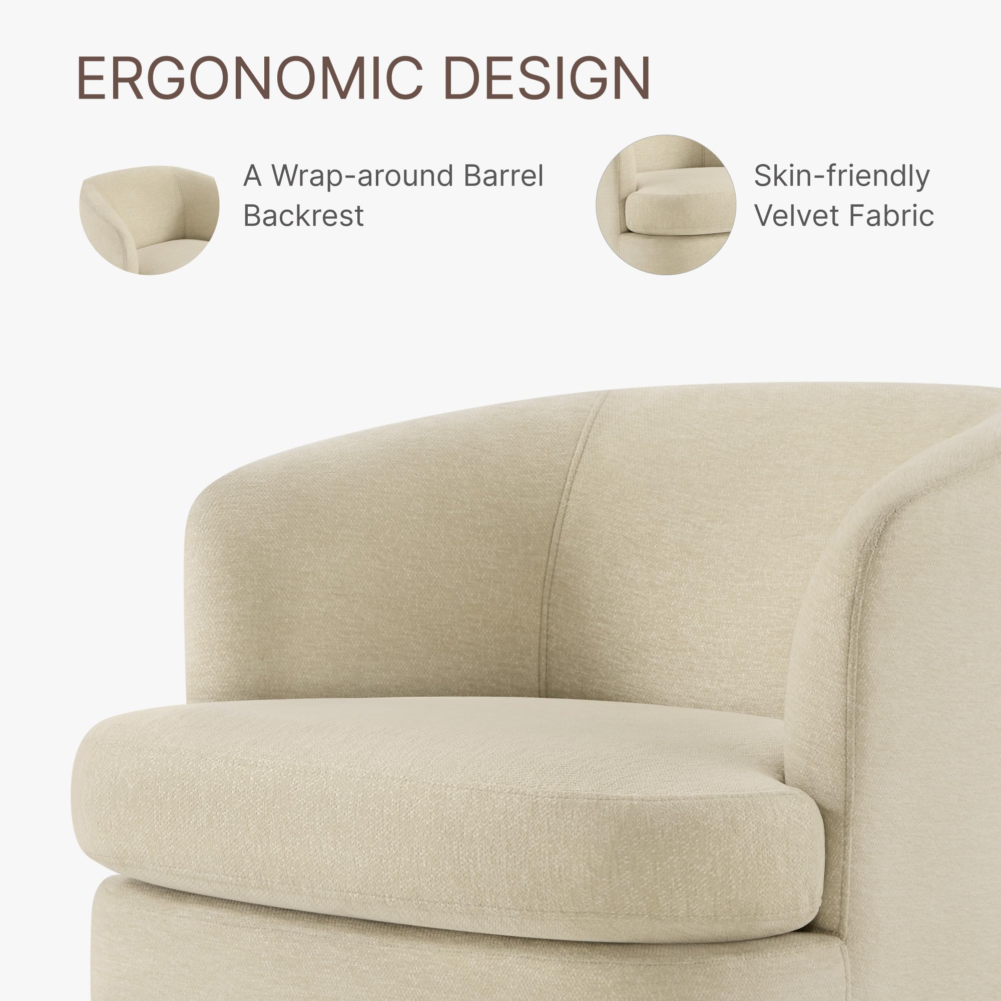 Oatmeal Barrel Swivel Accent Chair Set of 2