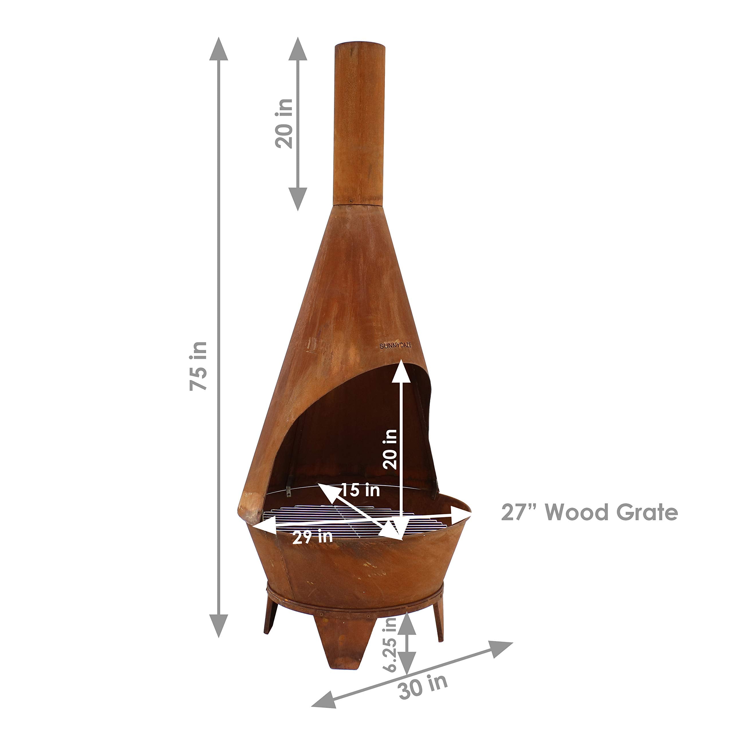 6-Foot Large Outdoor Chiminea Fireplace with Grill Grate