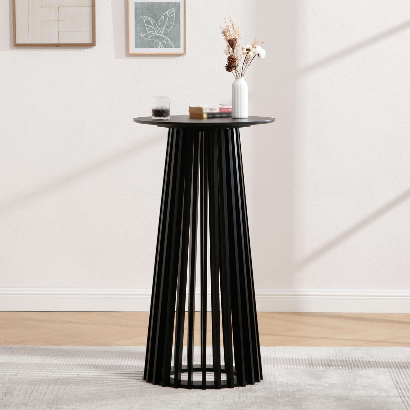 Round Bar Table 43.5" High with Geometric Base