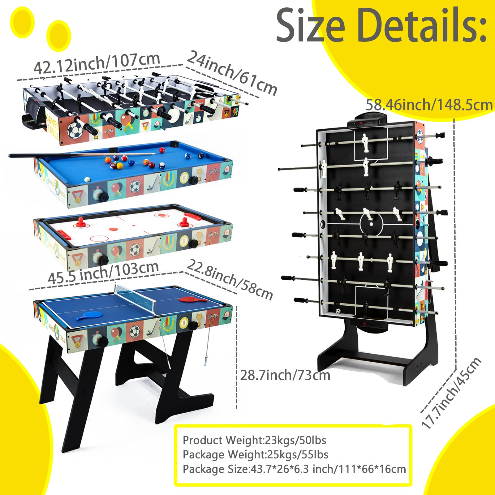 4-in-1 Multi Game Table with Foosball, Pool, Hockey, and Ping Pong