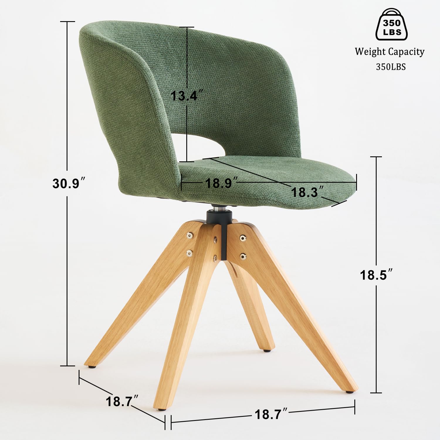 Mid Century Modern Swivel Accent Chair with Solid Wood Legs