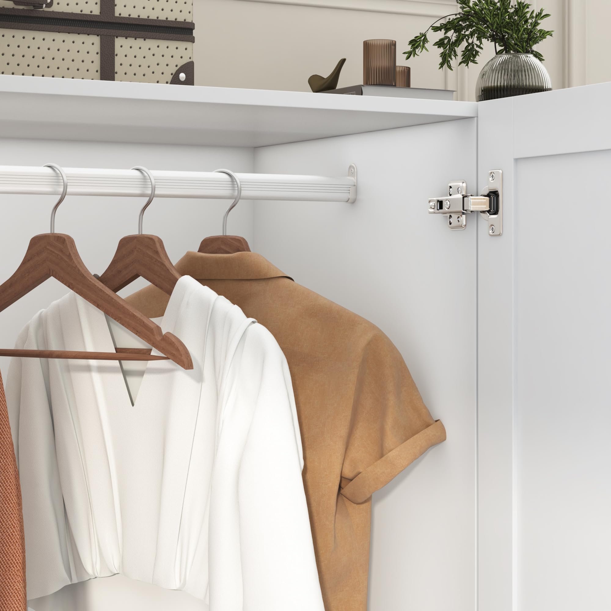 3-Door Armoire Wardrobe with Mirror and LED Lights