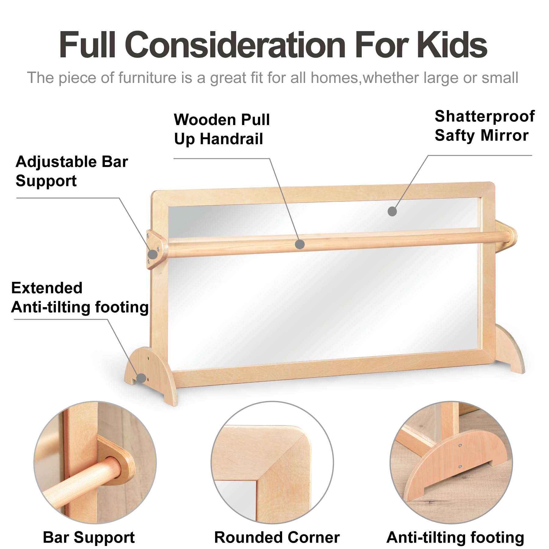 Montessori Mirror with Pull-Up Bar