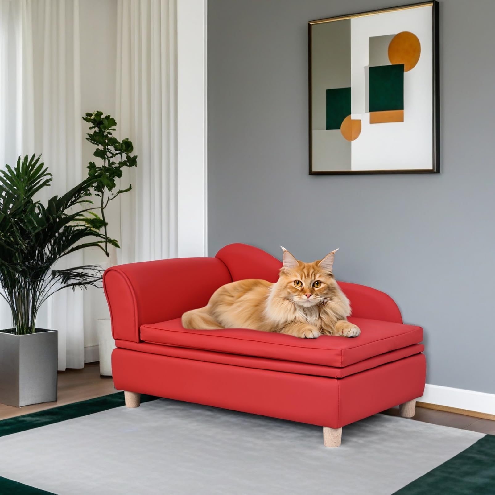 PU Leather Pet Sofa with Storage