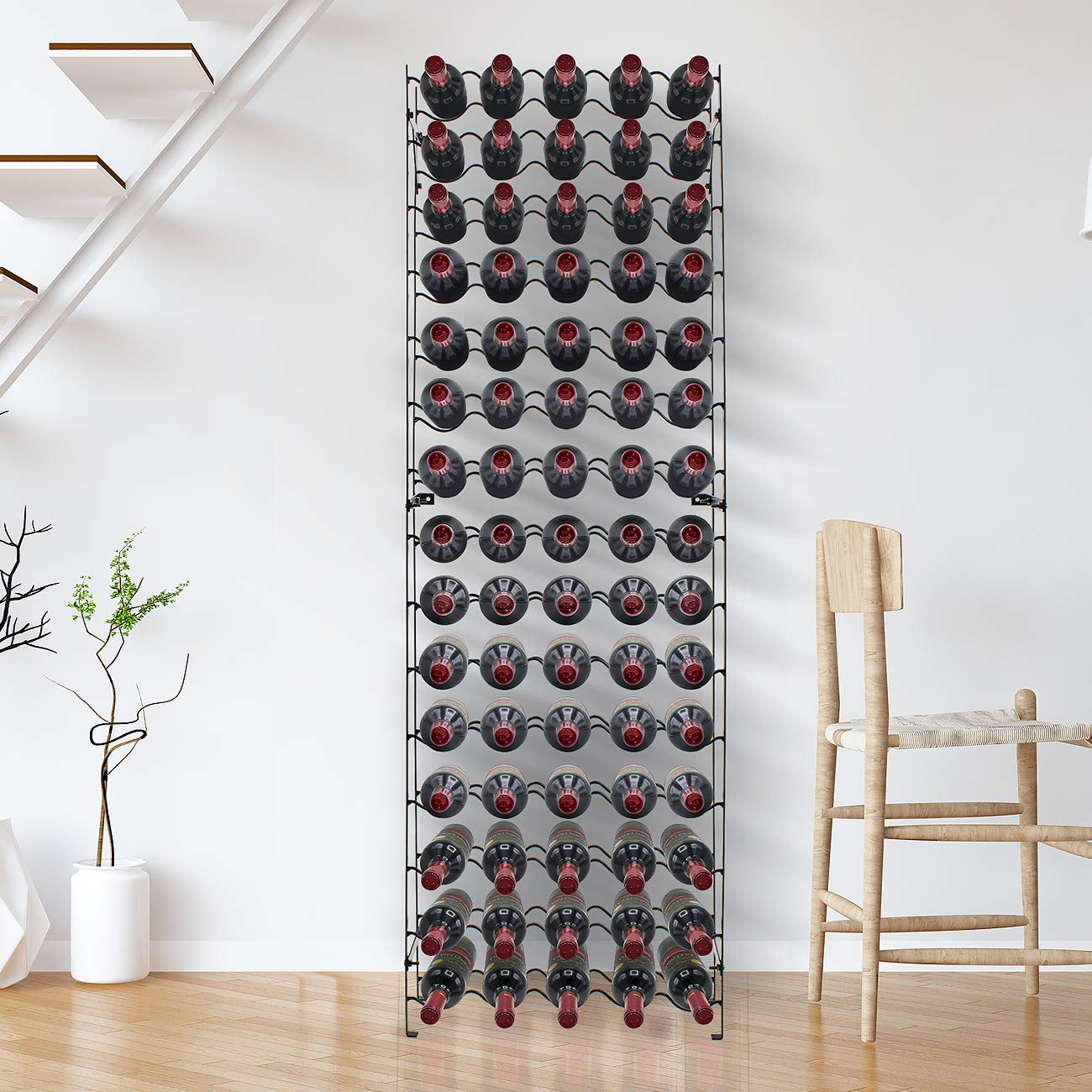 Freestanding Wine Rack 75 Bottle Floor Standing Metal Storage