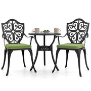 3-Piece Cast Aluminum Bistro Set with Cushions
