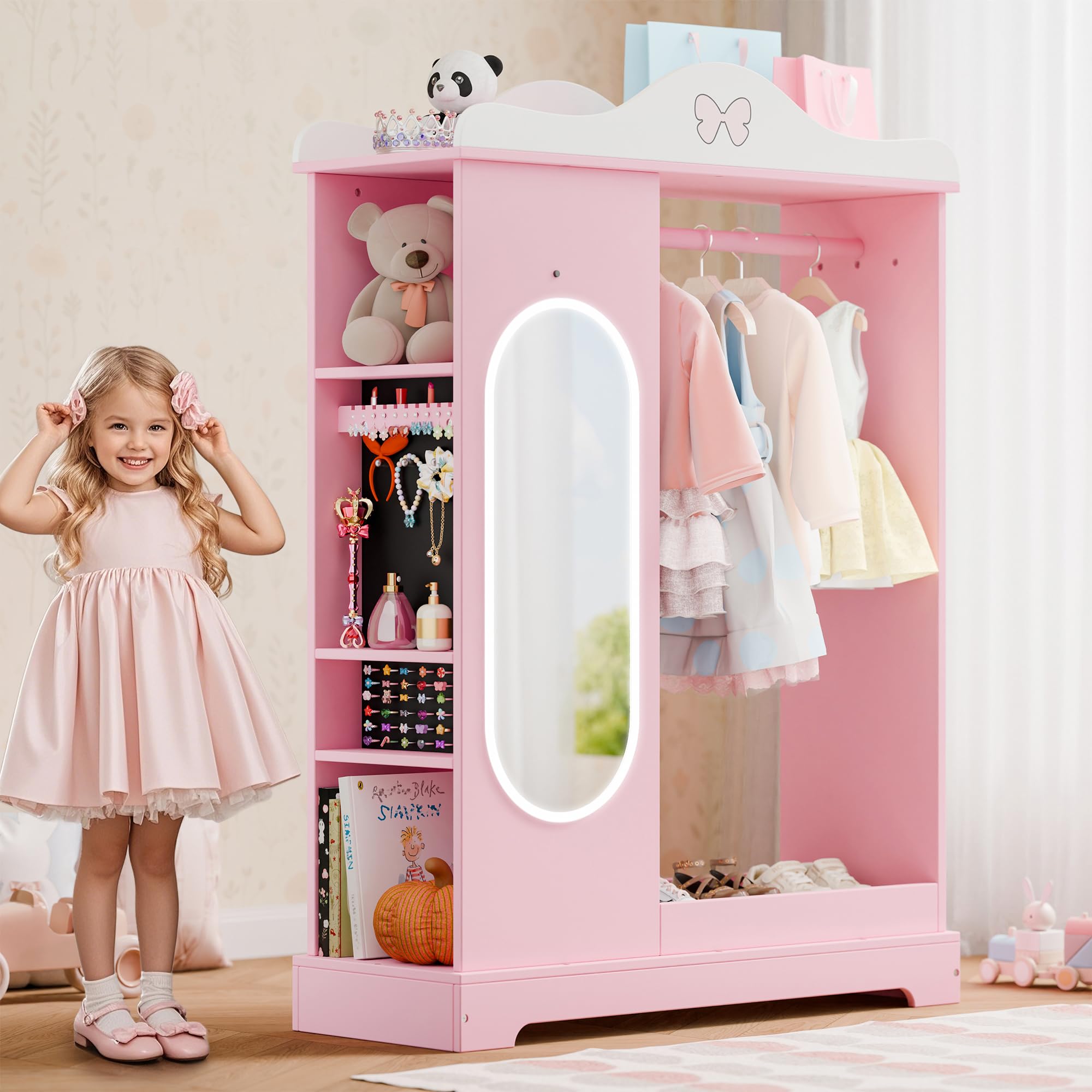 Kids Armoire with Jewelry Cabinet and Mirror