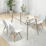 5-Piece Glass Dining Table Set with 4 Chairs