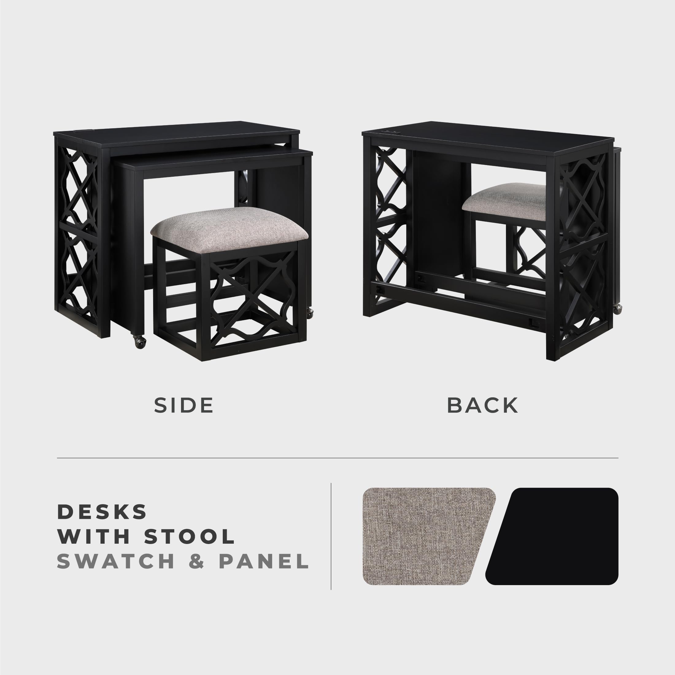 Space-Saving Home Office Desk Set with Padded Stool