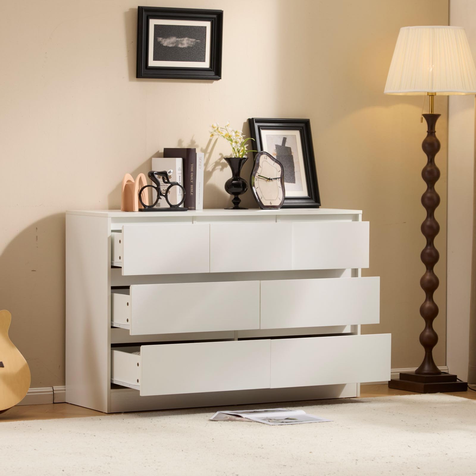 White Dresser 3-Tier 7-Drawer Chest of Drawers