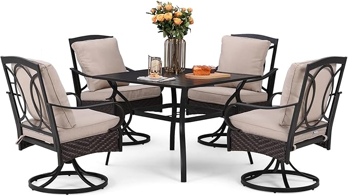 8-Piece Metal Outdoor Dining Set with Swivel Chairs