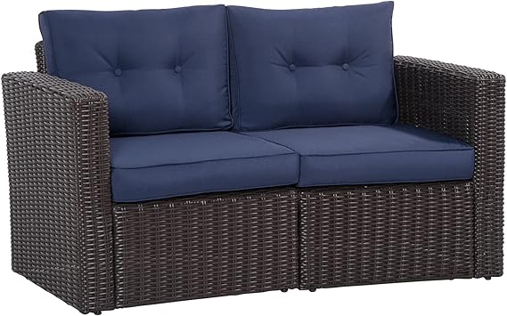 2 Piece Patio Wicker Corner Sofa Set with Cushions