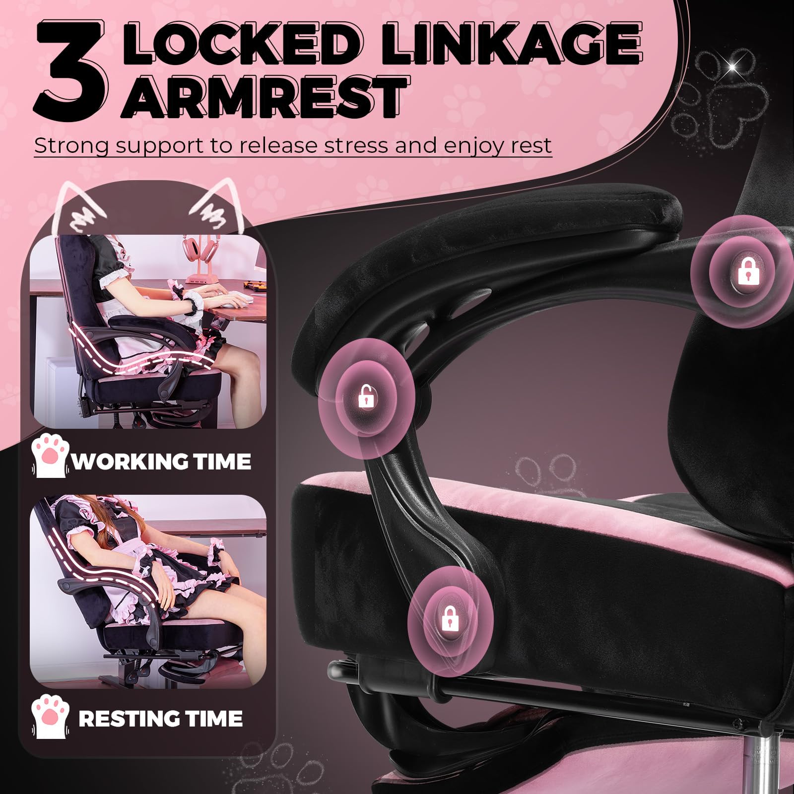 Cat Ear Gaming Chair with Footrest