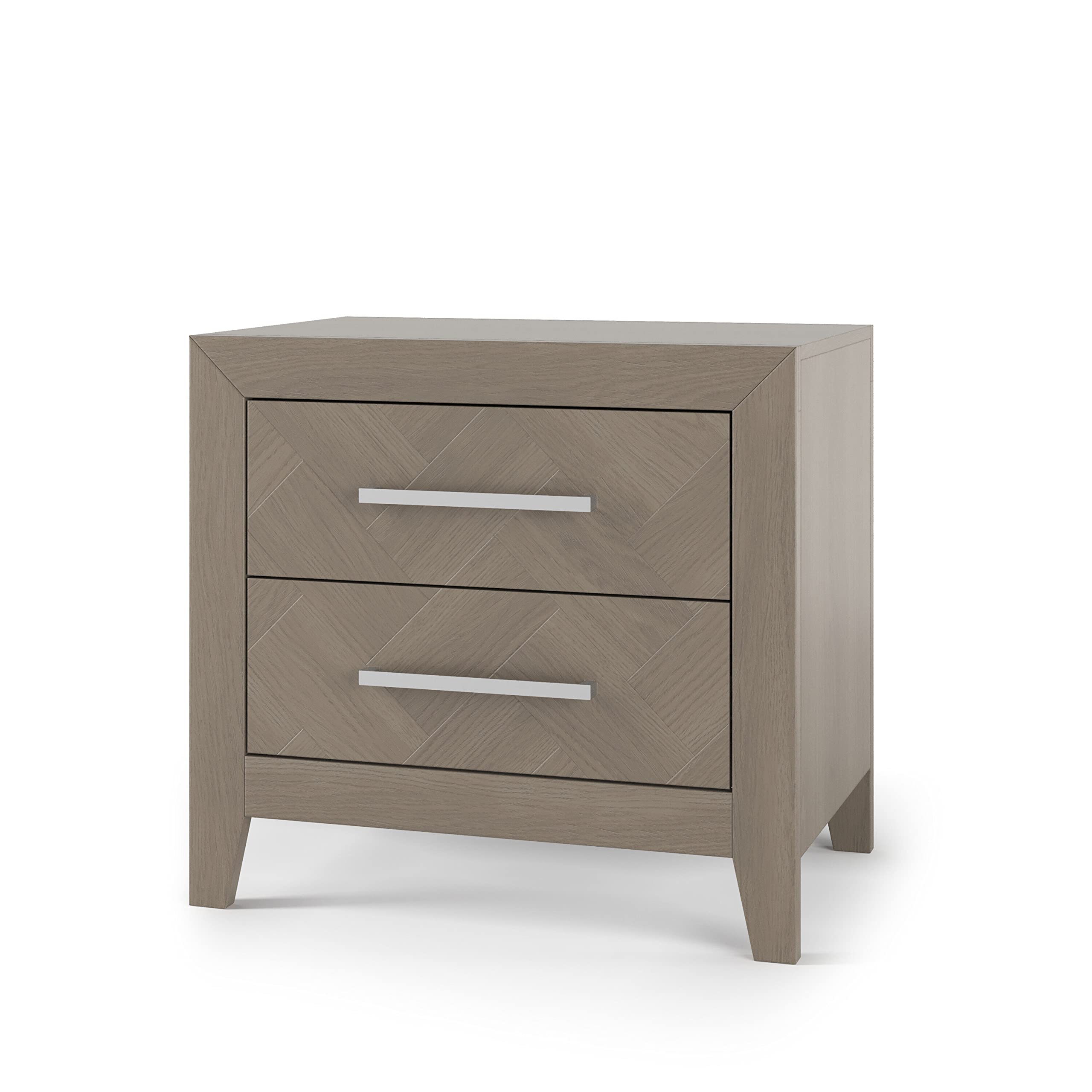 2-Drawer Nightstand with Herringbone Design