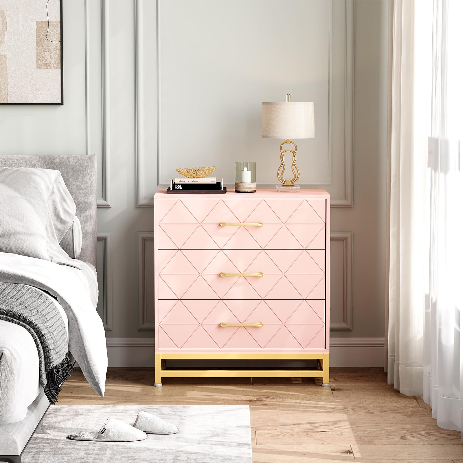3-Drawer Wooden Dresser for Bedroom Storage