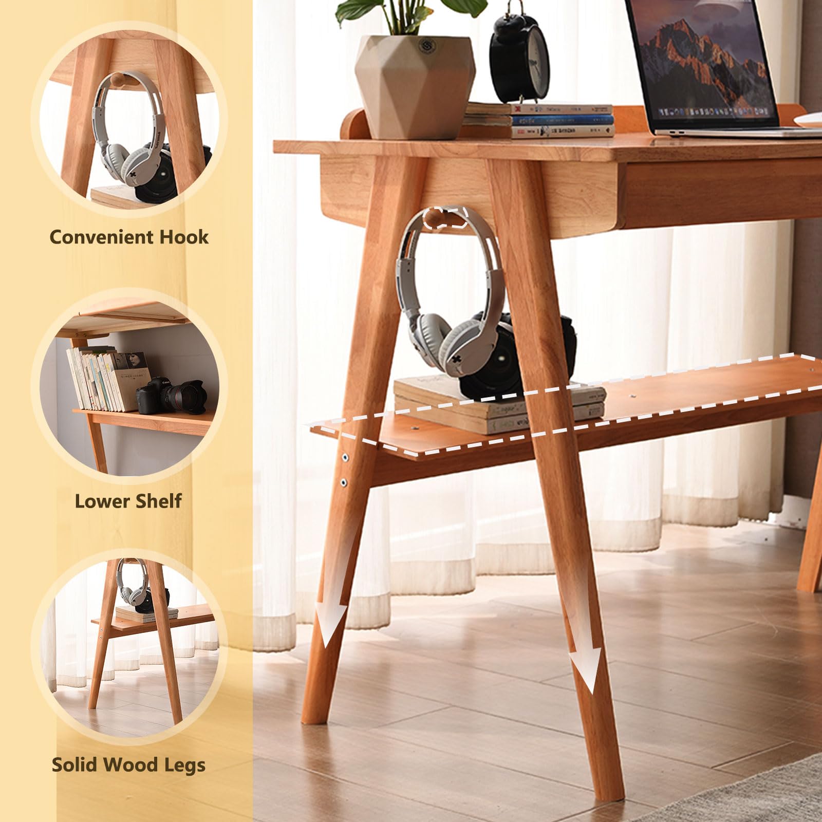 Solid Wood Desk with Drawers