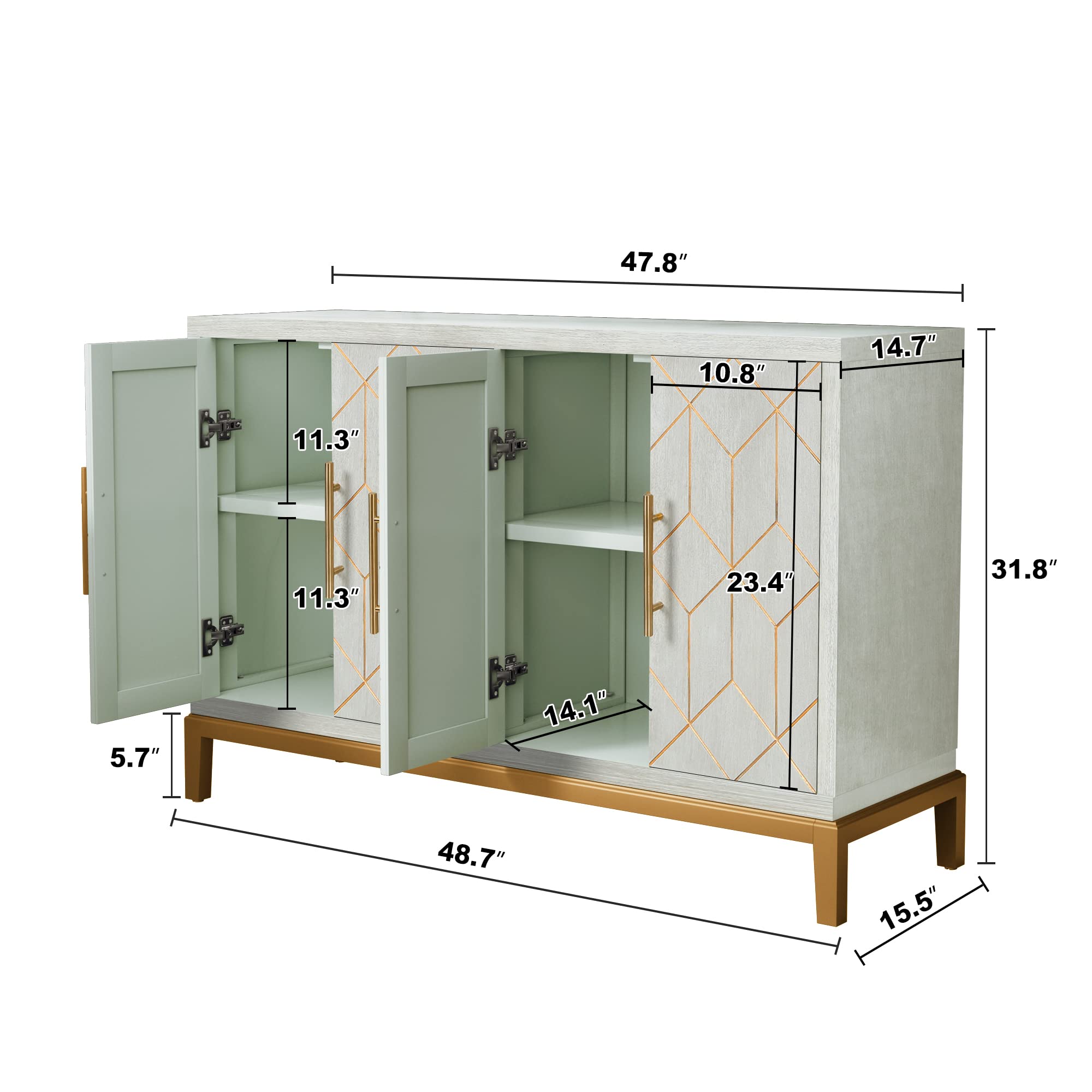 Modern Accent Storage Cabinet with 4 Doors