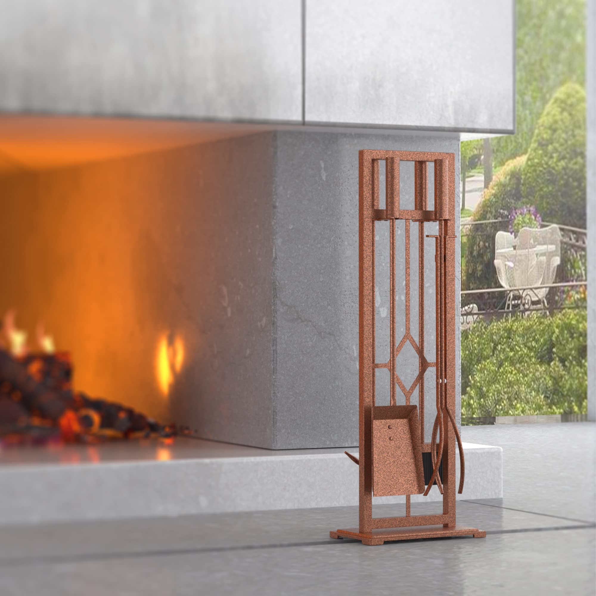 5-Piece Wrought Iron Fireplace Tool Set