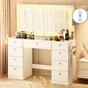46 Inch Makeup Vanity Desk with Mirror and LED Lights