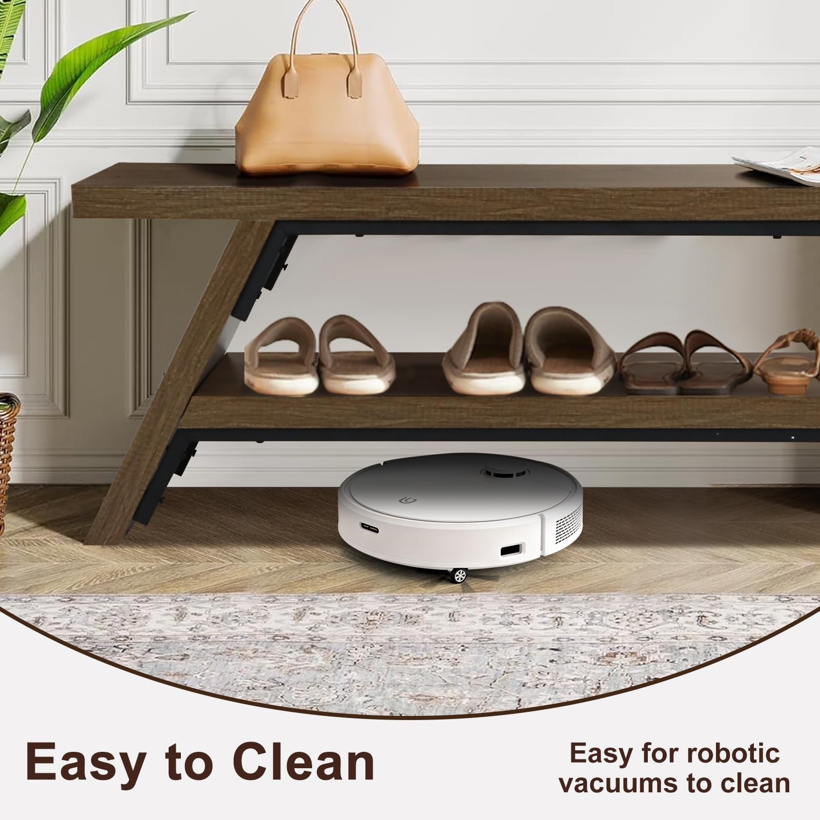 2-Tier Solid Wood Shoe Storage Bench for Entryway