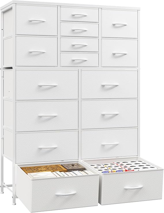 57" Fabric Dresser with 16 Drawers