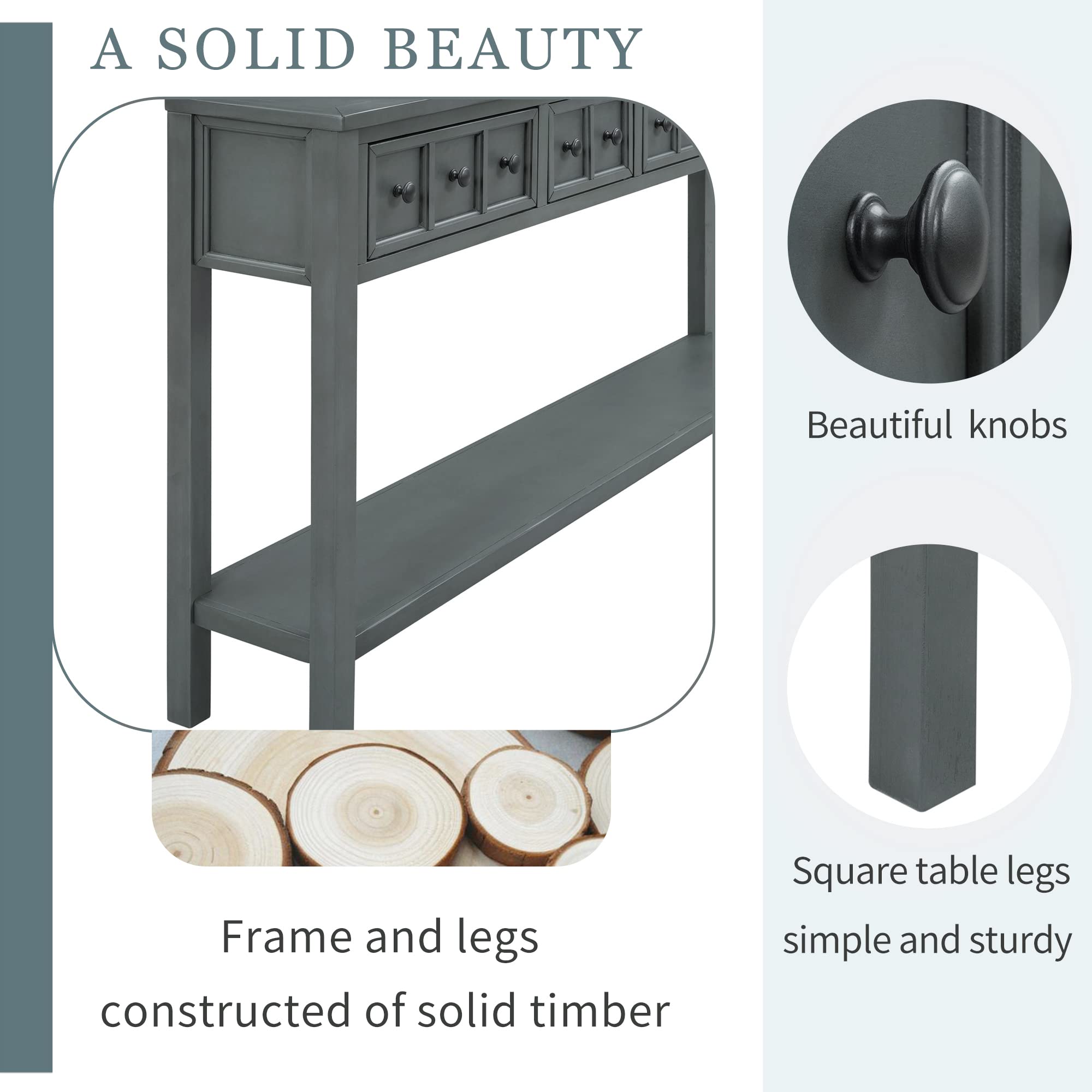 Ancent Console Table with Drawers and Shelf