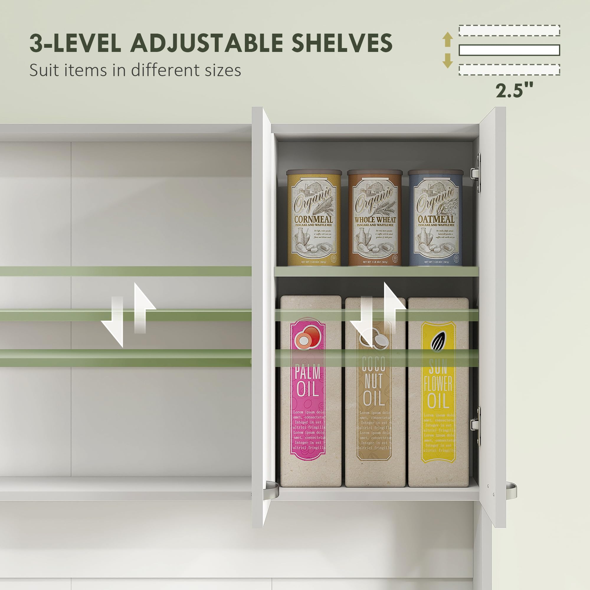 Kitchen Pantry Cabinet with Microwave Stand