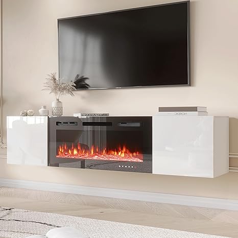 70" Floating TV Stand with Electric Fireplace