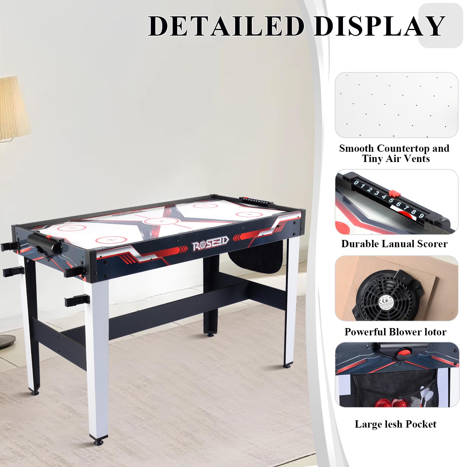 4-in-1 Combo Game Table with Air Hockey, Basketball, Darts & Shooting