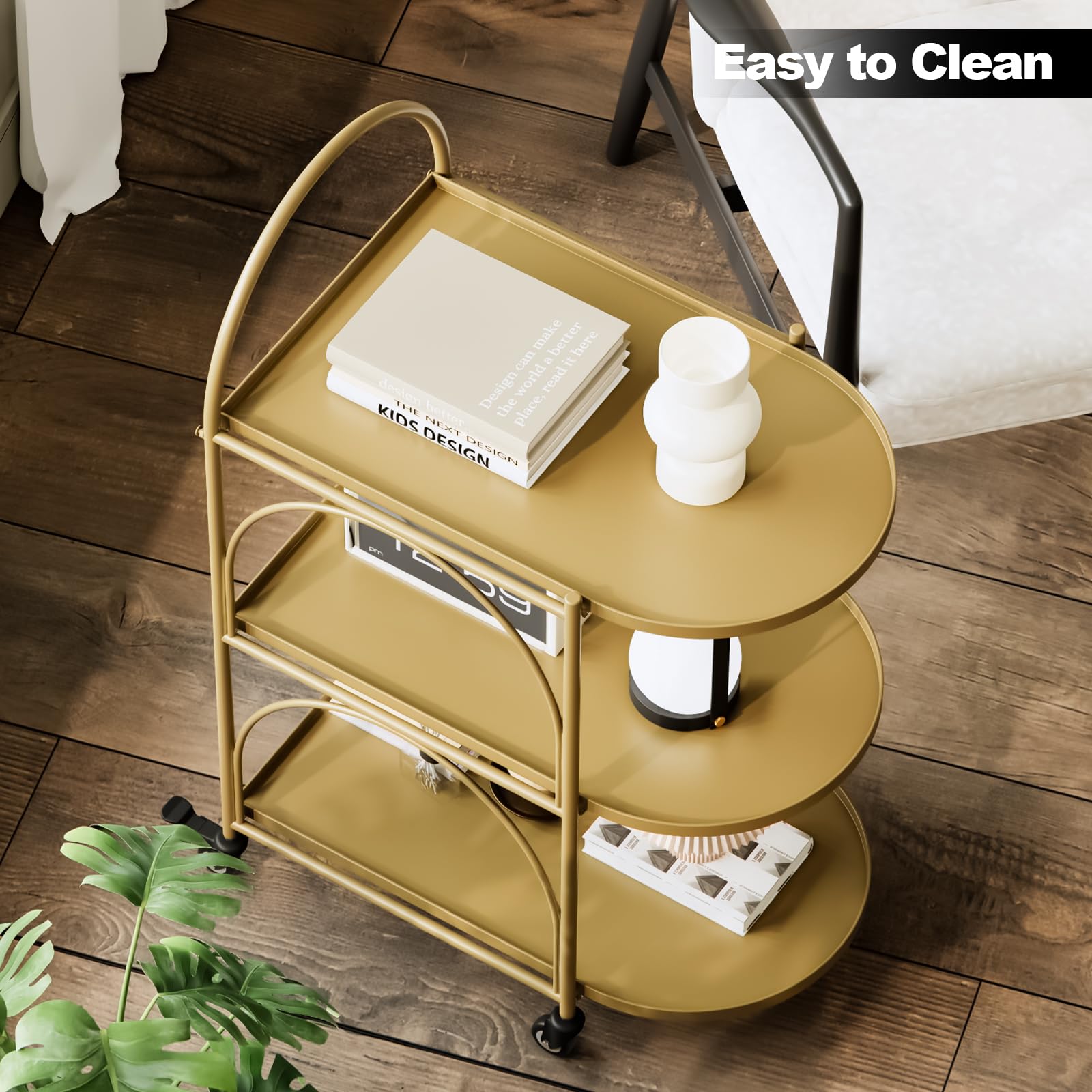 Metal Bar Cart with Lockable Wheels