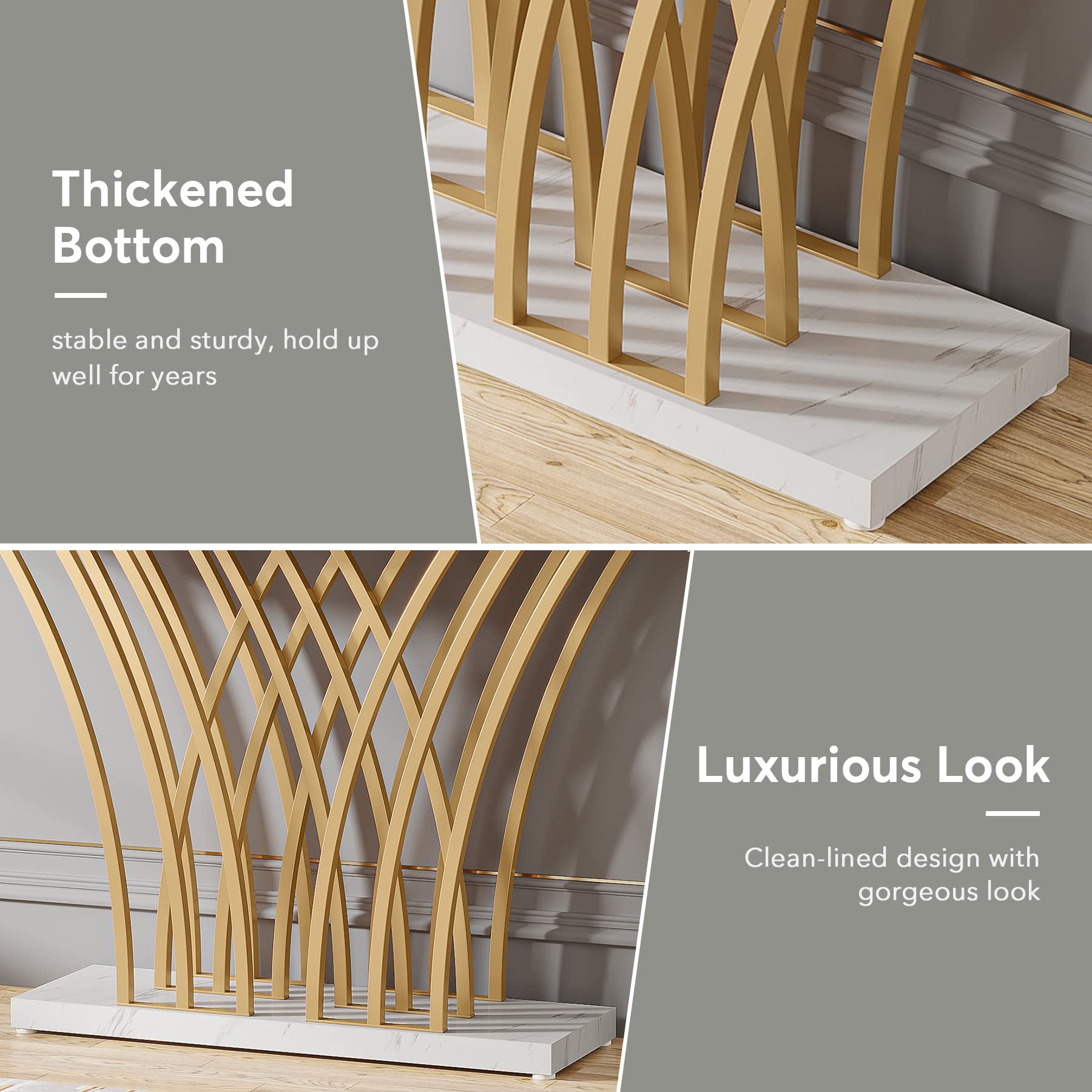 59 Inch Console Table with Grid Metal Base