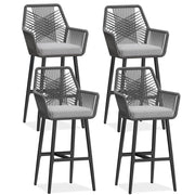 Counter Height Bar Stools Set of 4 - Rattan Outdoor Patio Chairs with Cushions